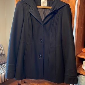Croft&Barrow, womens, black, hooded, pea coat.